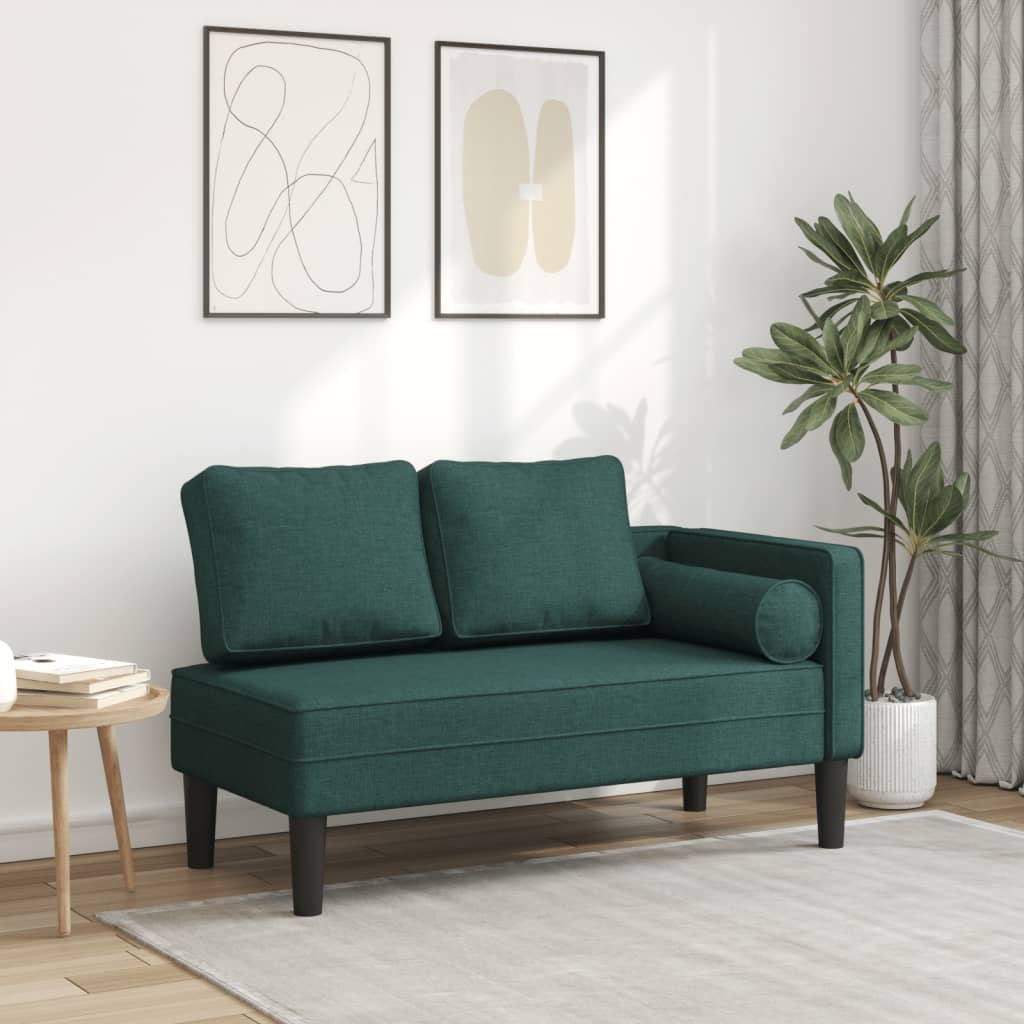 Sezlong cu perne, verde inchis, material textil — imaginea 2