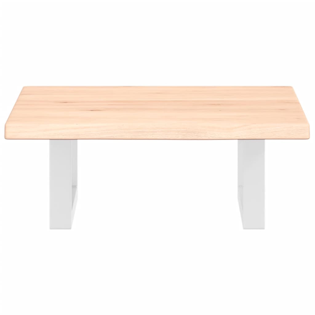 Raft pentru lavoar montat pe perete, otel și lemn masiv stejar, maro și alb, mărime 40x60x2 cm, model dreptunghiular — imaginea 4