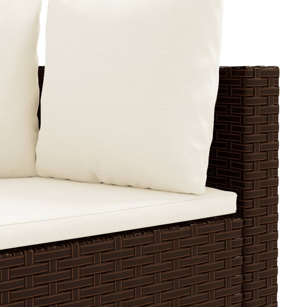Set canapele de gradina cu perne, 7 piese, maro, poliratan — imaginea 7