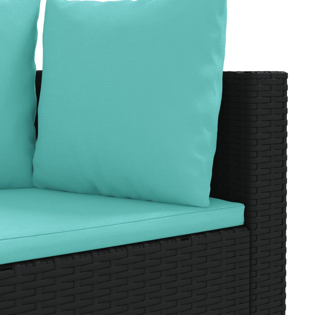 Set canapele de gradina cu perne, 10 piese, negru, poliratan — imaginea 7
