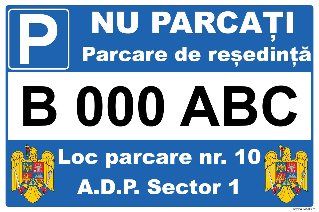 Indicator Parcare, Parcare de resedinta cu numar de inmatriculare, 30X40 cm, placuta PVC, 2mm
