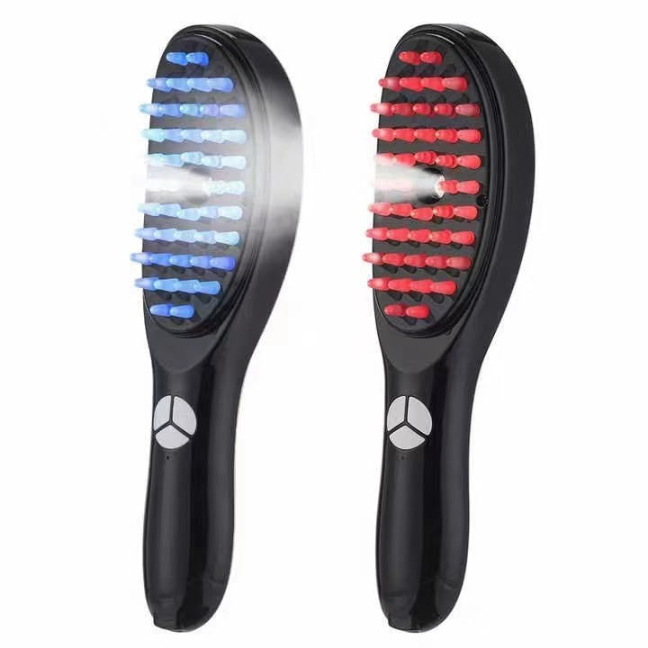 Perie pentru par cu atomizare de ioni negativi Ila Product®, Masaj, vibratii, Fototerapie, Absorbtie rapida, USB, Negru