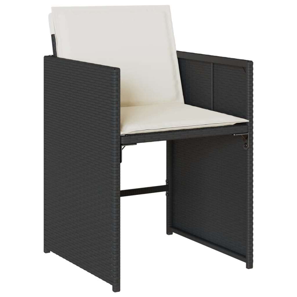 Set mobilier de exterior cu perne, 11 piese, negru, poliratan — imaginea 5