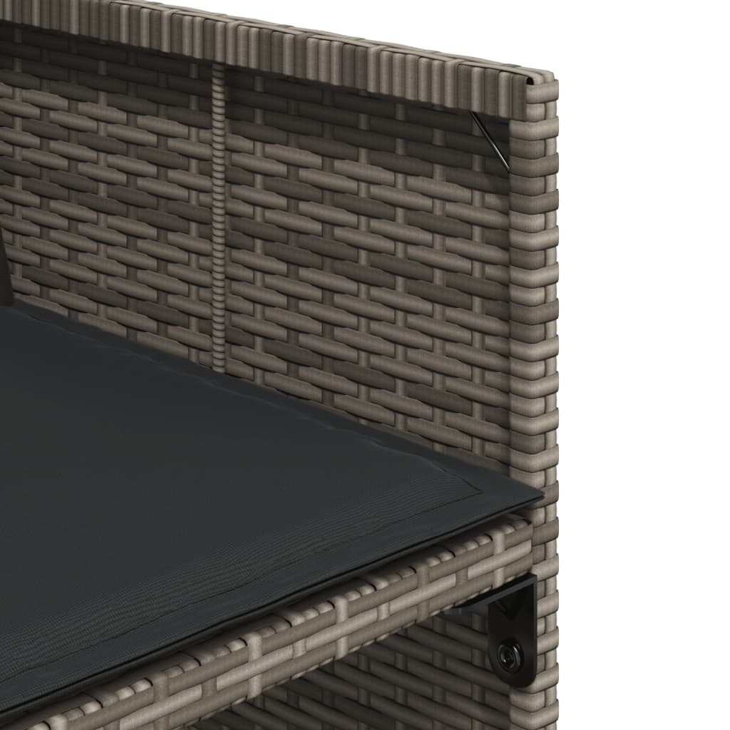 Set mobilier de gradina cu perne, 15 piese, gri, poliratan — imaginea 9
