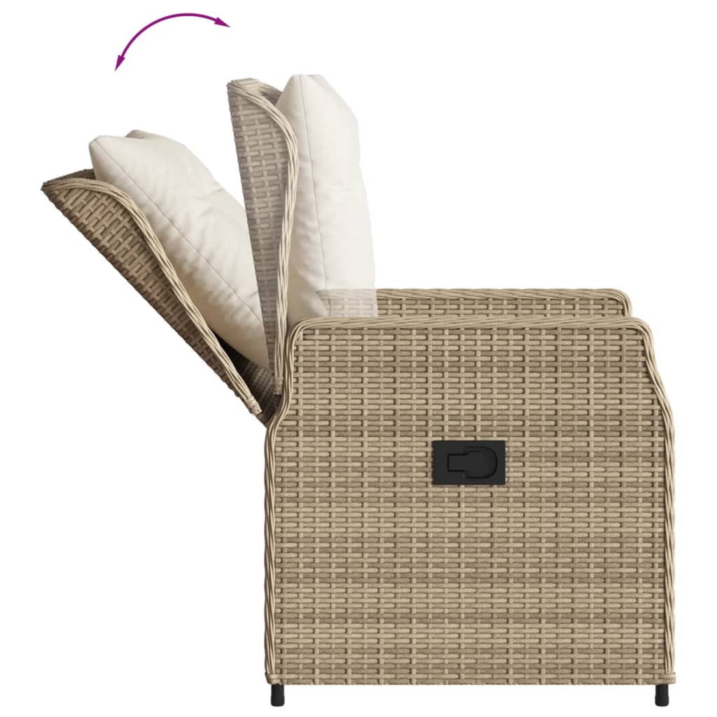 Set mobilier de gradina cu perne, 3 piese, bej, poliratan — imaginea 5