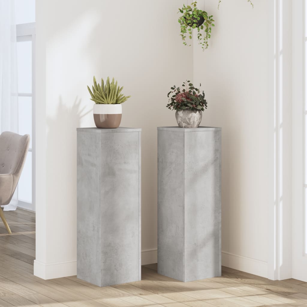 Suport de plante, 2 buc., gri beton, 25x25x80 cm lemn prelucrat — imaginea 2