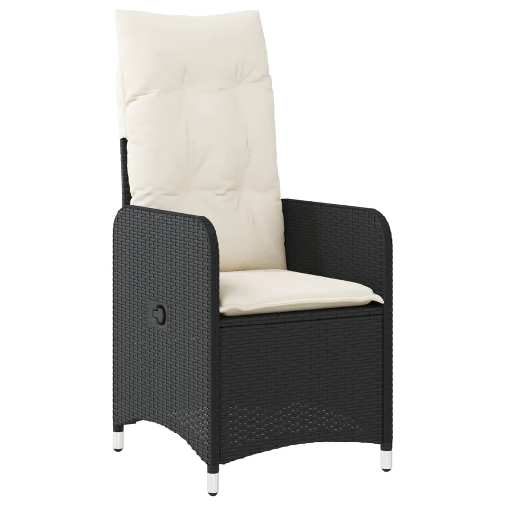 Set bistro de gradina cu perne, 5 piese, negru, poliratan — imaginea 4
