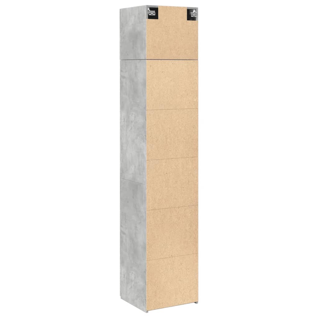 Dulap depozitare slim gri beton 45x42,5x225 cm lemn prelucrat — imaginea 8