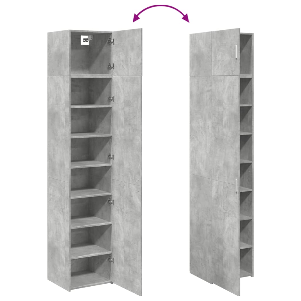 Dulap depozitare slim gri beton 45x42,5x225 cm lemn prelucrat — imaginea 9