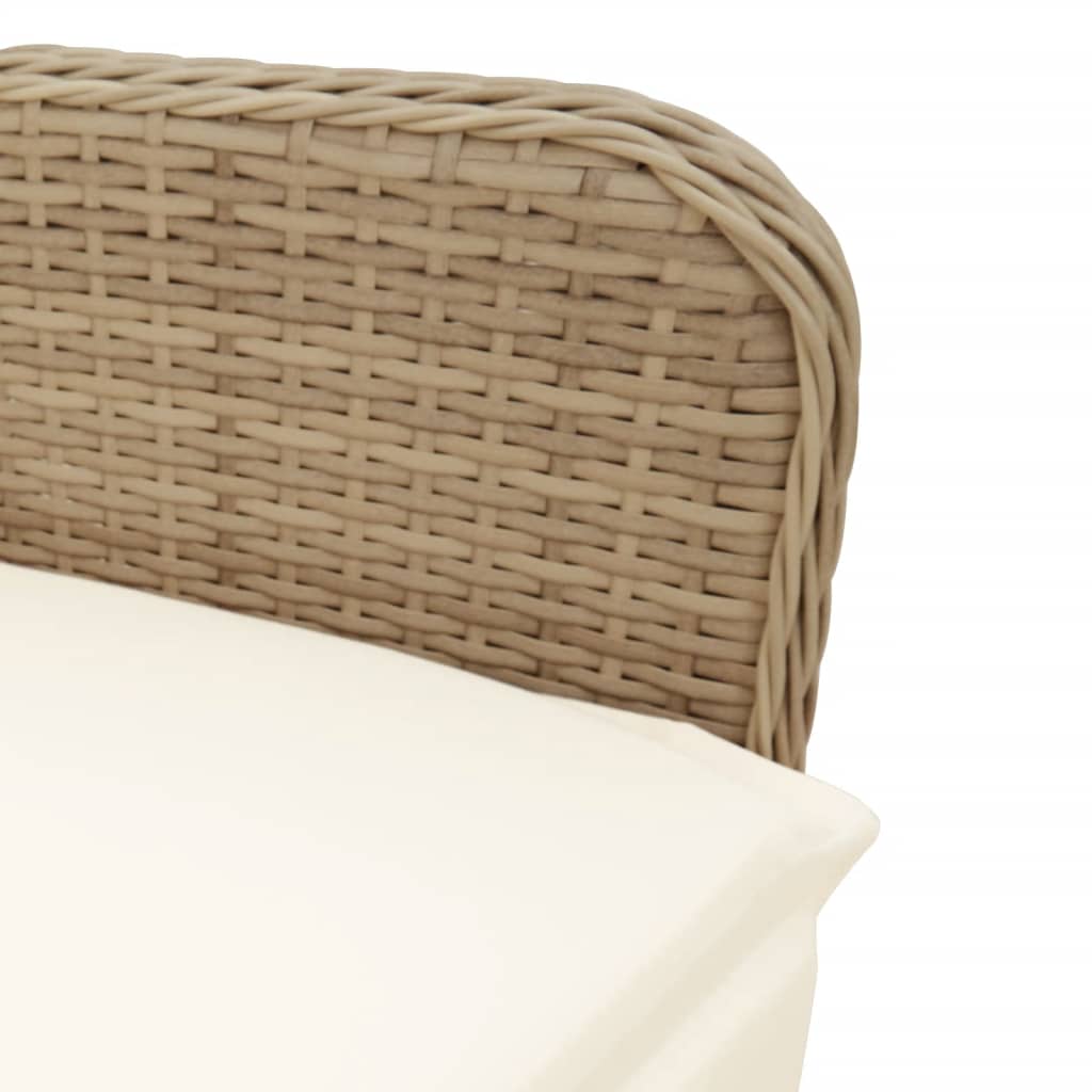 Set bistro de gradina cu perne, 9 piese, maro, poliratan — imaginea 5