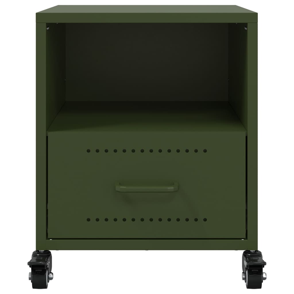 Noptiere, 2 buc., verde olive, 36x39x43,5 cm, otel — imaginea 5