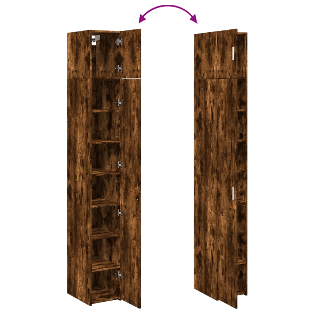 Dulap de depozitare slim, stejar fumuriu, 30x42,5x225 cm, lemn — imaginea 9