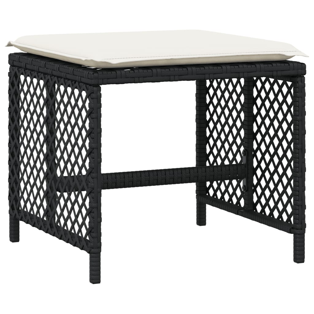 Set mobilier de gradina cu perne, 17 piese, negru, poliratan — imaginea 5