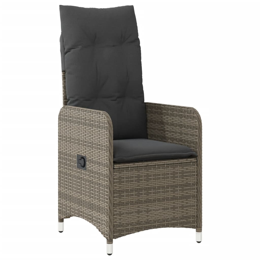 Set bistro de gradina cu perne, 7 piese, gri, poliratan — imaginea 4