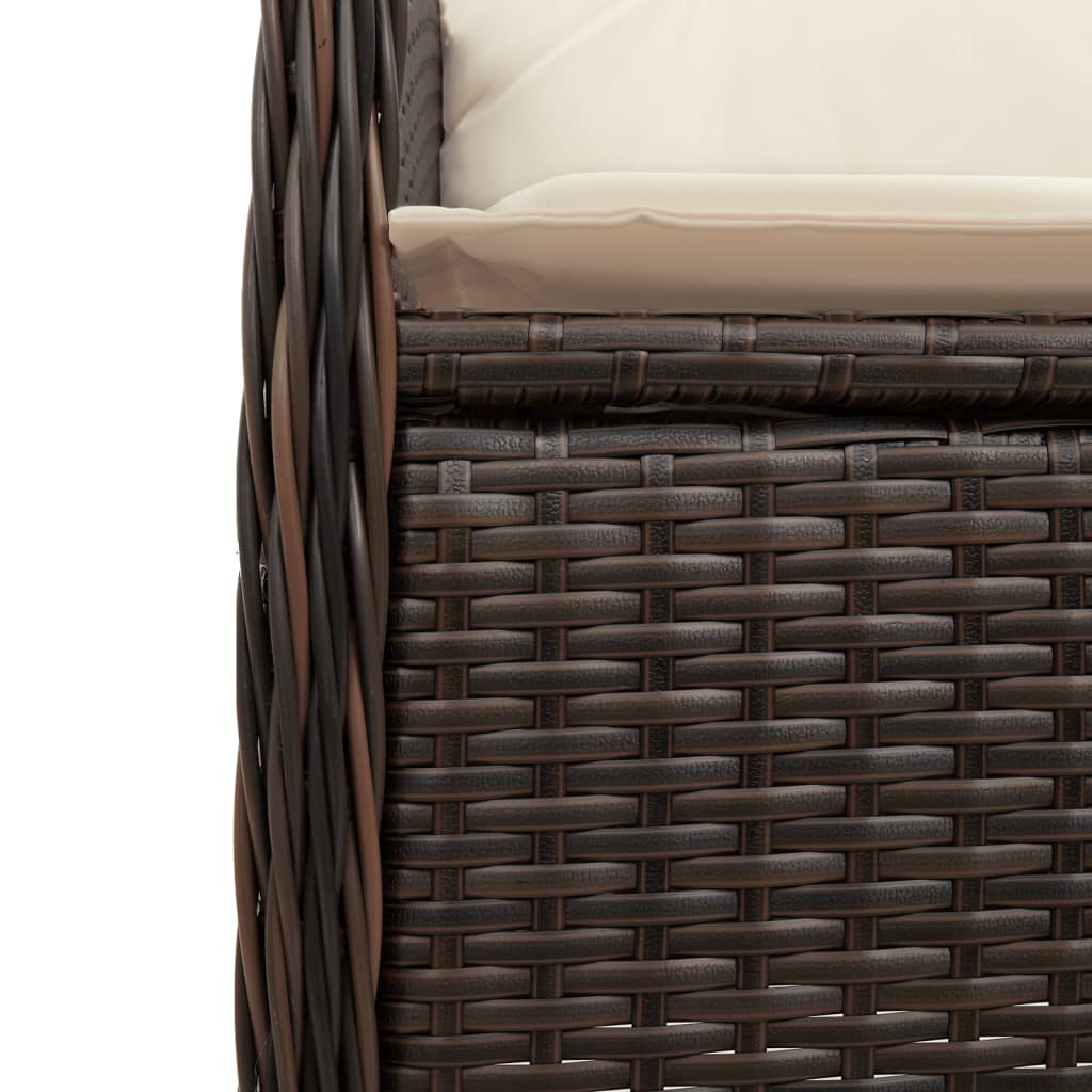 Set bistro de gradina, 5 piese, cu perne, maro, poliratan — imaginea 5