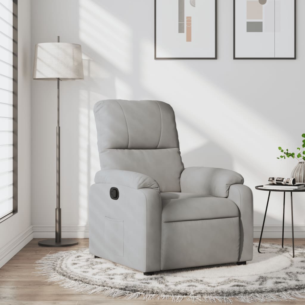 Fotoliu rabatabil, gri deschis, microfibra — imaginea 2