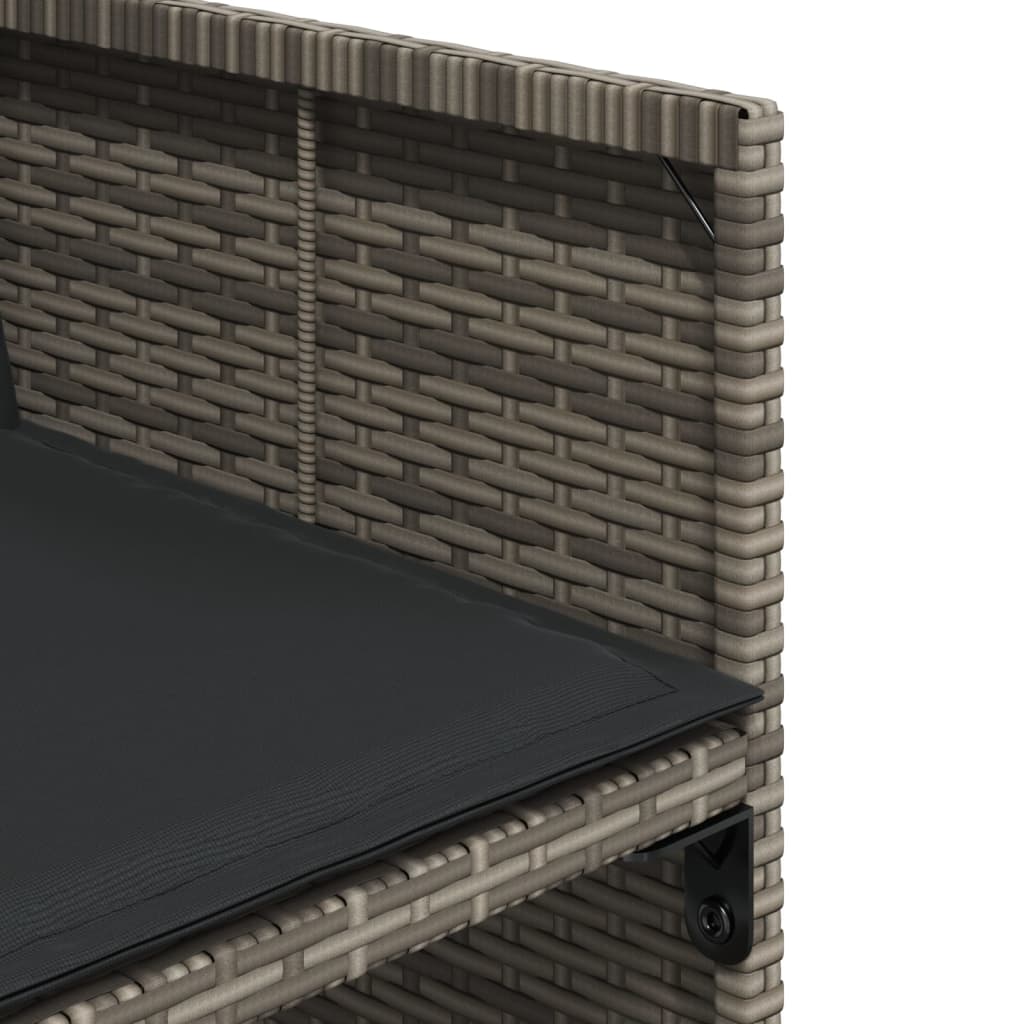 Set mobilier de gradina cu perne, 13 piese, gri, poliratan — imaginea 9