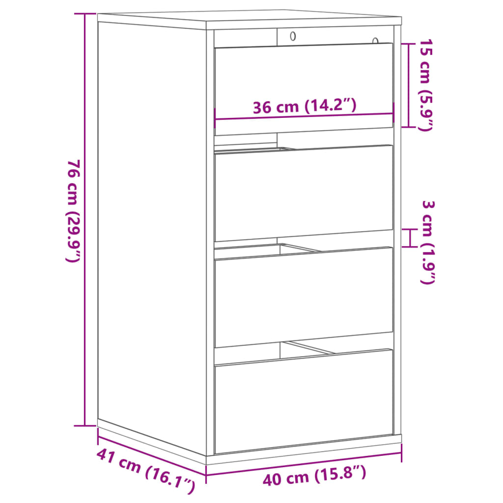 Dulap colt cu sertare sonoma gri 40x41x76 cm lemn prelucrat — imaginea 10