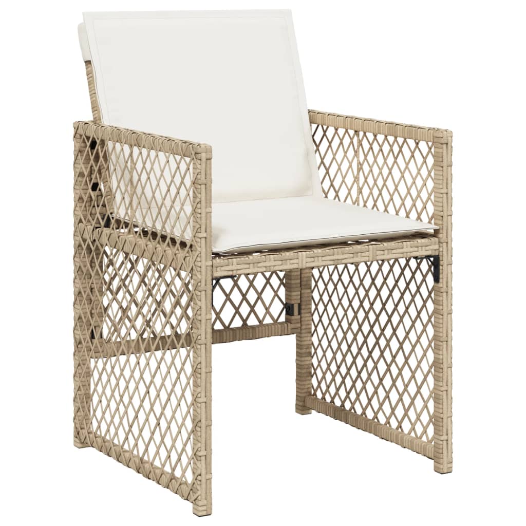 Set mobilier de gradina cu perne, 15 piese, bej, poliratan — imaginea 4