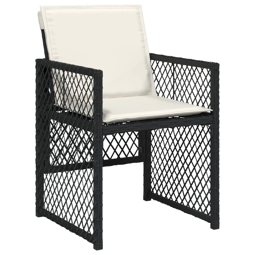 Set mobilier de exterior cu perne, 11 piese, negru, poliratan — imaginea 4