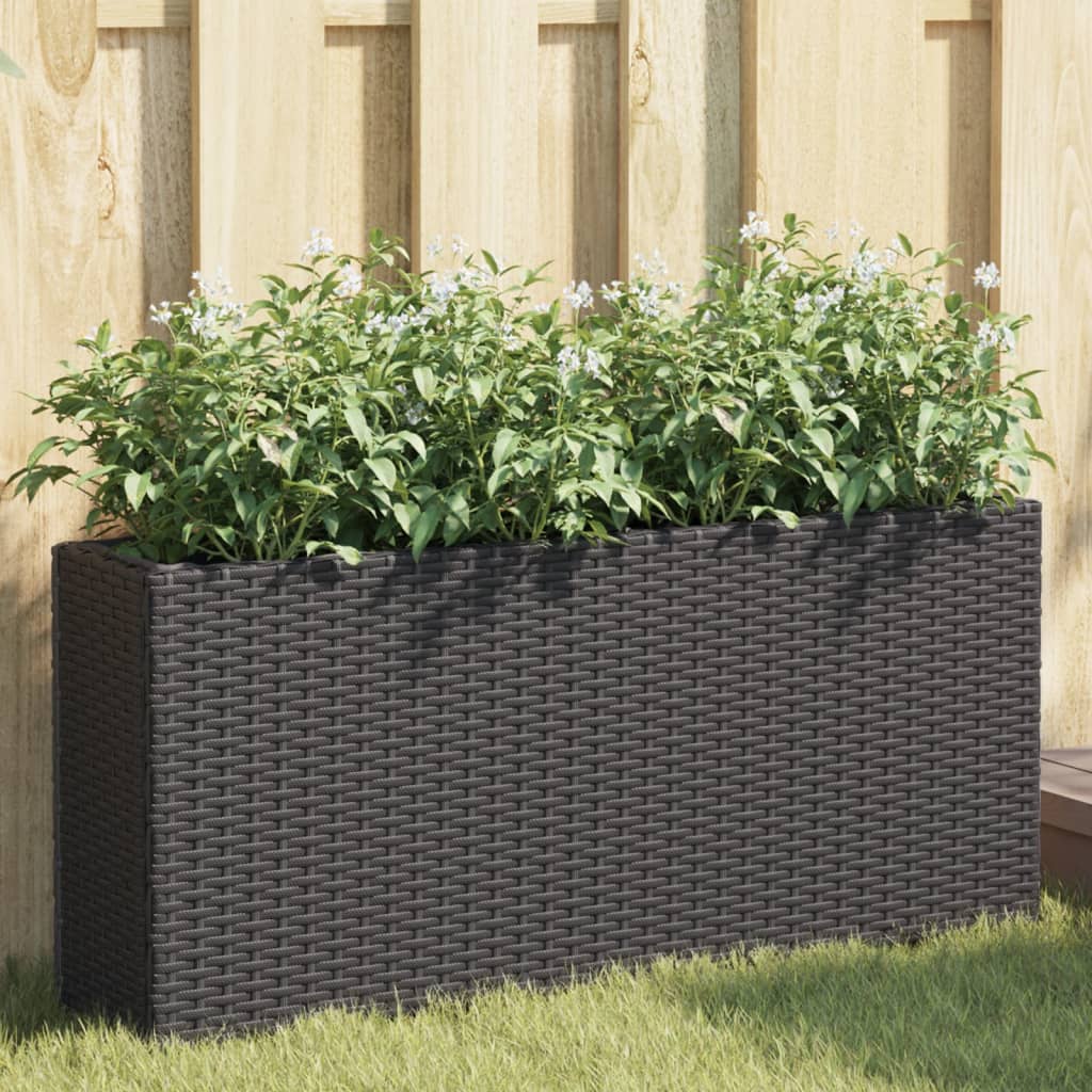 Jardiniere gradina 2 ghivece 2 buc. negru 90x20x40 cm poliratan — imaginea 2