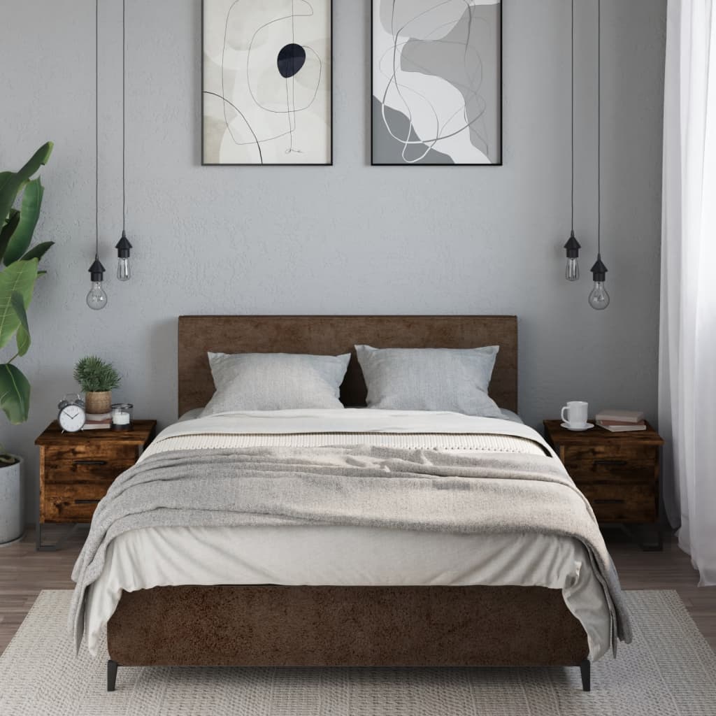 Noptiere, 2 buc., stejar fumuriu, 40x41x40 cm, lemn prelucrat — imaginea 3