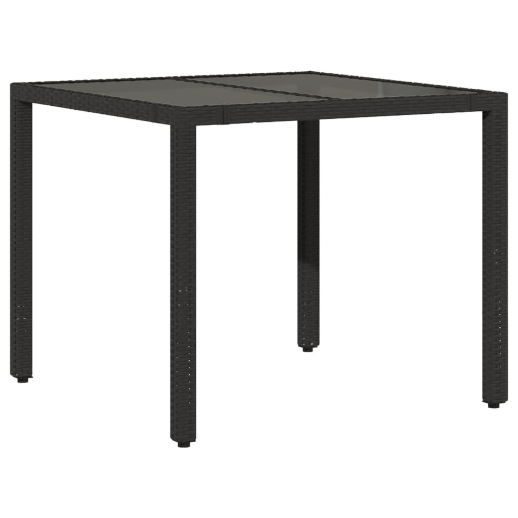 Set bistro de gradina cu perne, 3 piese, negru, poliratan — imaginea 4