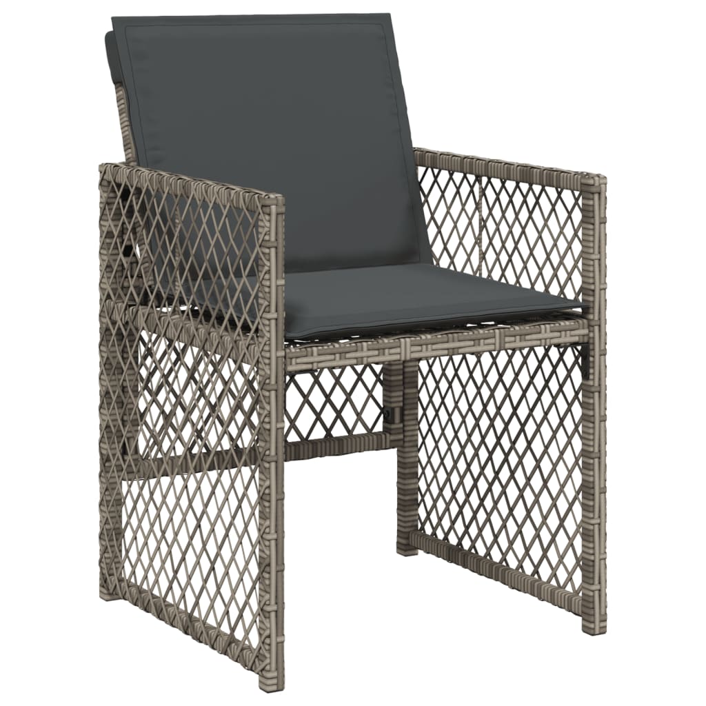 Set mobilier de gradina cu perne, 11 piese, gri, poliratan — imaginea 4