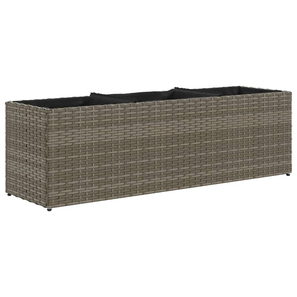 Jardiniere gradina 3 ghivece 2 buc. gri 105x30x32cm poliratan — imaginea 5