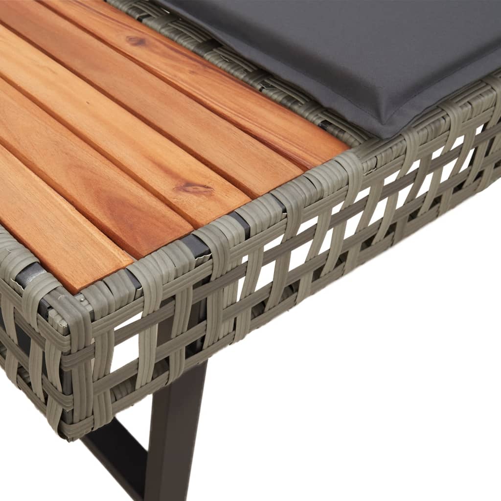 Set canapea de gradina cu perne, 2 piese, poliratan/lemn acacia, model blat de masă nereglabil — imaginea 6