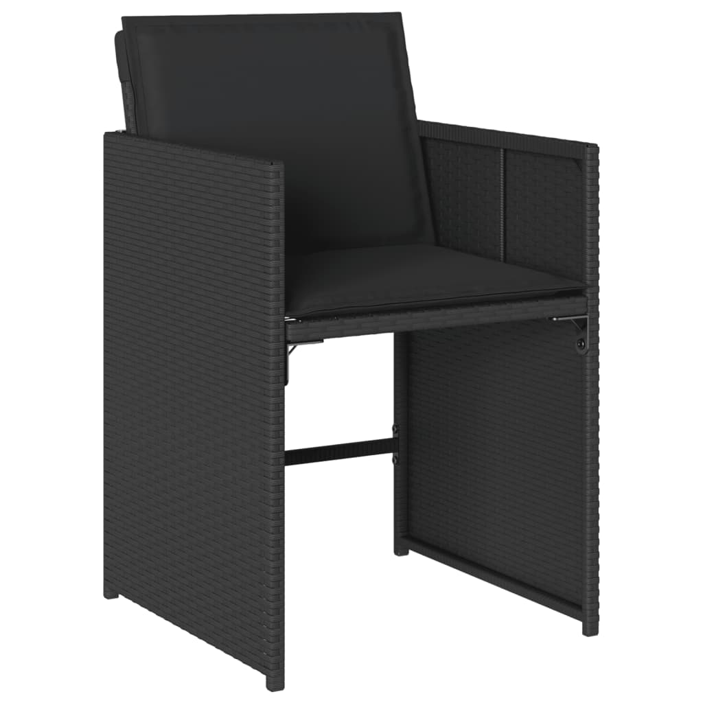 Set mobilier de exterior cu perne, 11 piese, negru, poliratan — imaginea 5