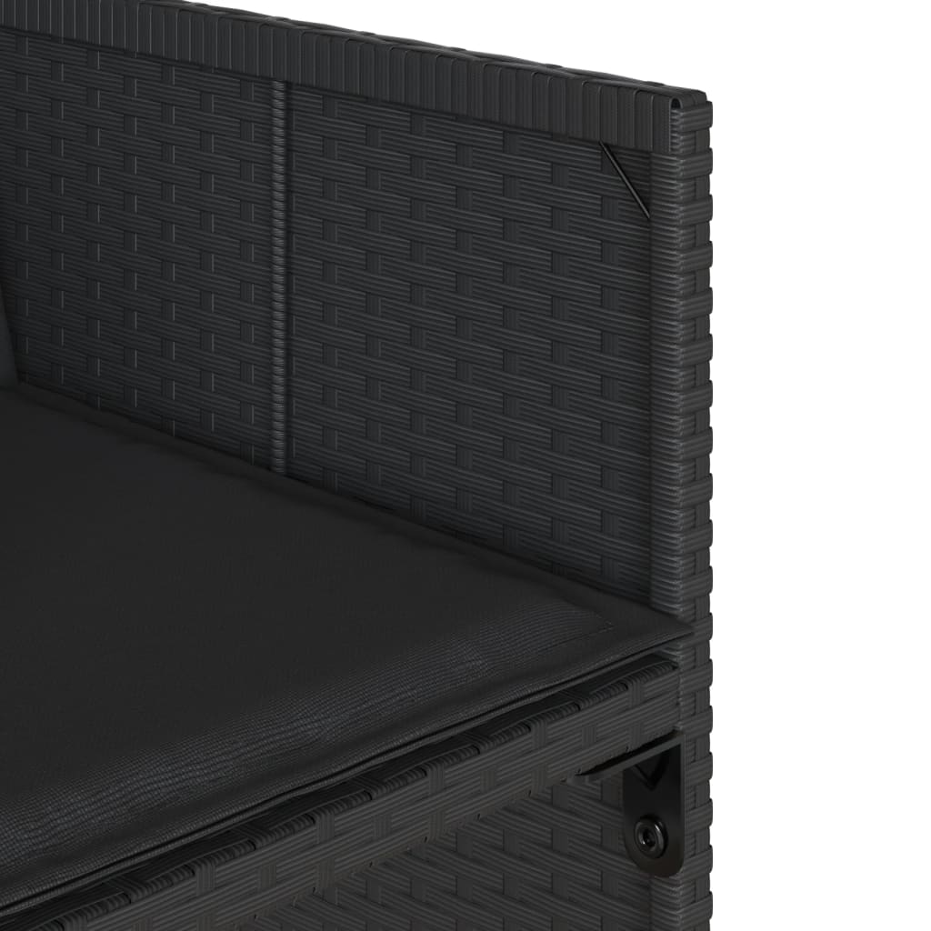 Set mobilier de exterior cu perne, 11 piese, negru, poliratan — imaginea 9