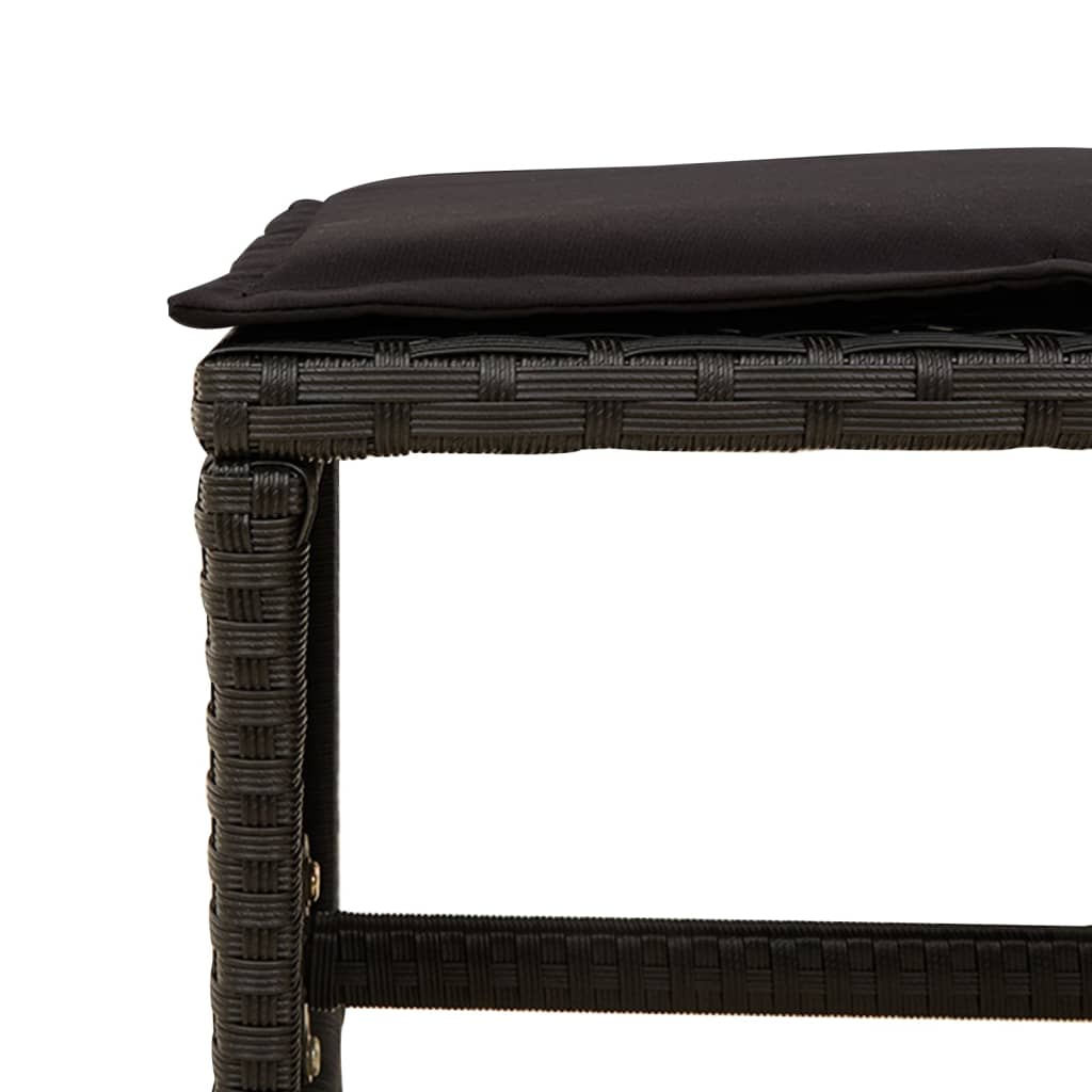 Set mobilier de exterior cu perne, 11 piese, negru, poliratan — imaginea 10