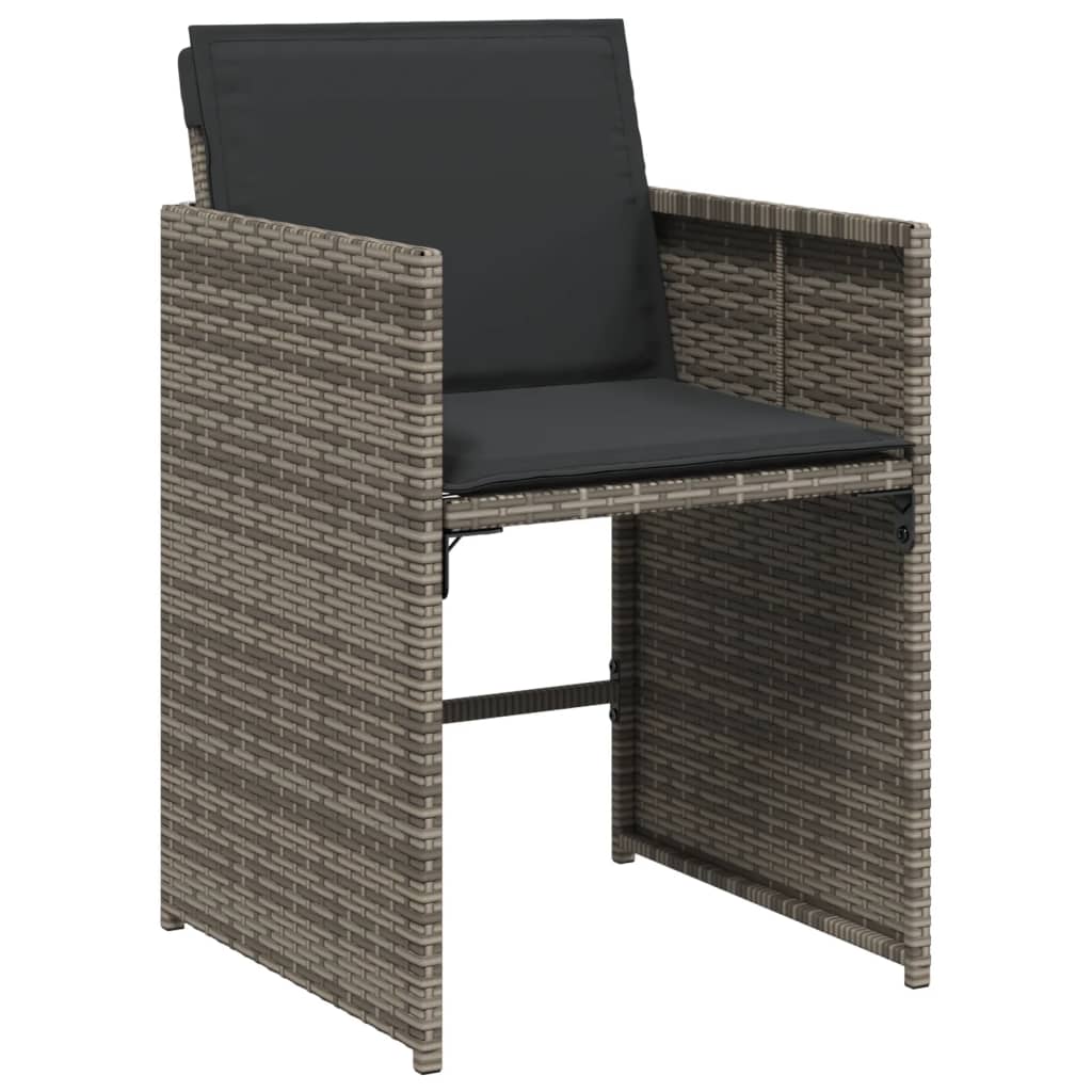 Set mobilier de gradina cu perne, 15 piese, gri, poliratan — imaginea 5