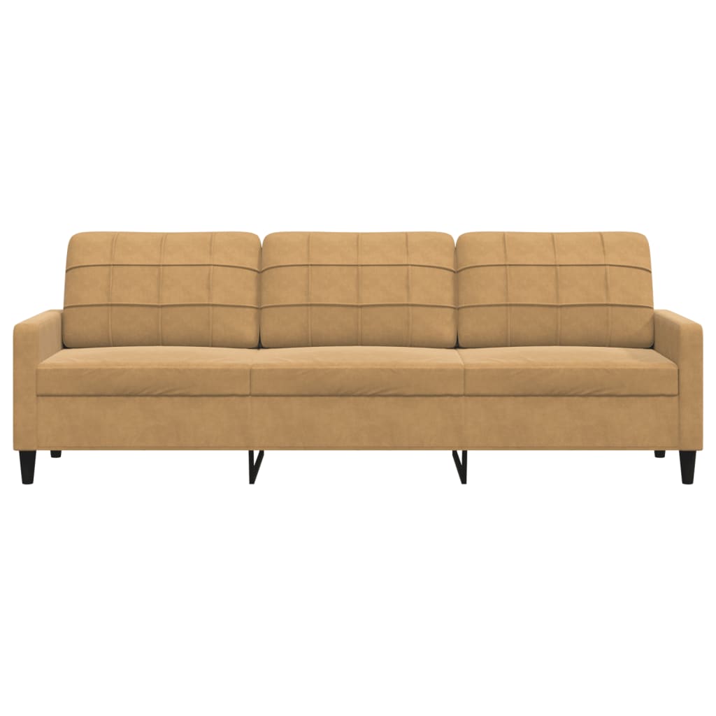 Canapea cu 3 locuri, maro, 210 cm, material catifea — imaginea 4