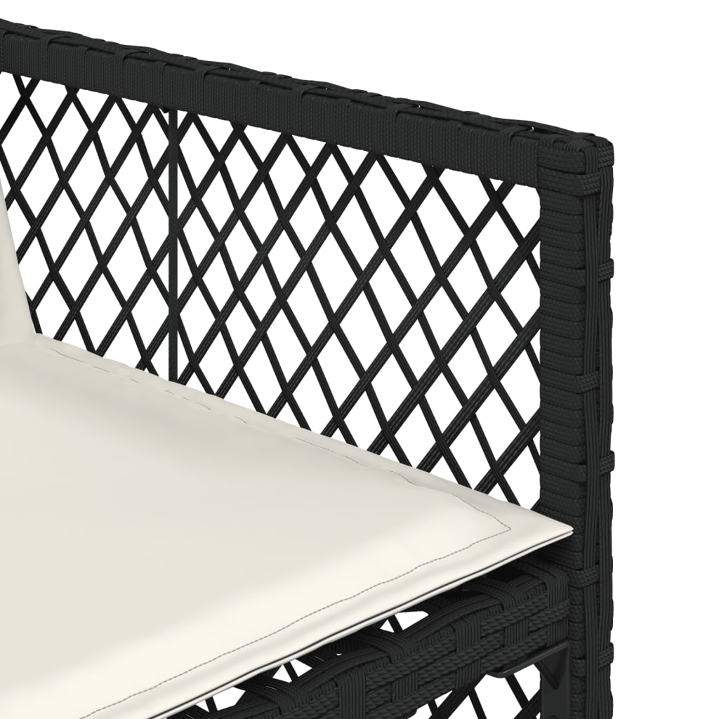 Set mobilier de gradina cu perne, 17 piese, negru, poliratan — imaginea 9