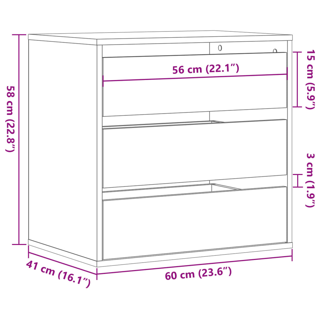 Dulap colt cu sertare sonoma gri 60x41x58 cm lemn prelucrat — imaginea 10