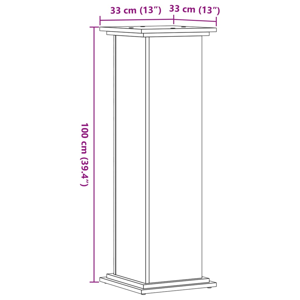 Suport de plante stejar artizanal, 33x33x100 cm, lemn prelucrat — imaginea 9