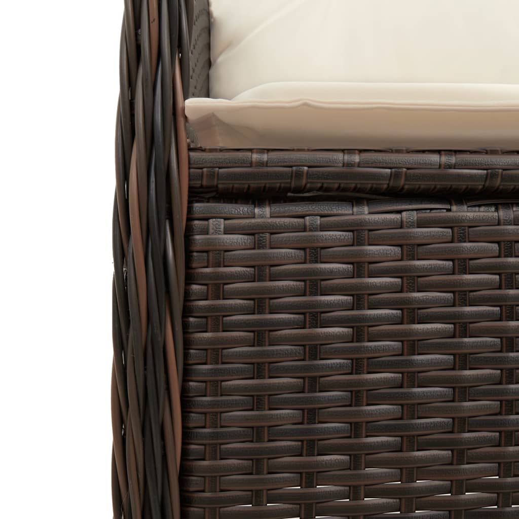 Set bistro de gradina cu perne, 9 piese, maro, poliratan — imaginea 5