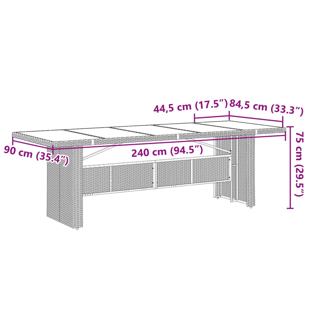 Set bistro de gradina cu perne, 9 piese, maro, poliratan — imaginea 9