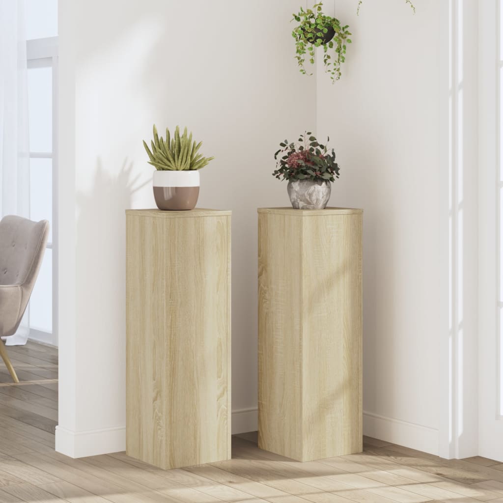 Suporturi de plante, 2 buc., stejar sonoma, 25x25x80 cm, lemn — imaginea 2
