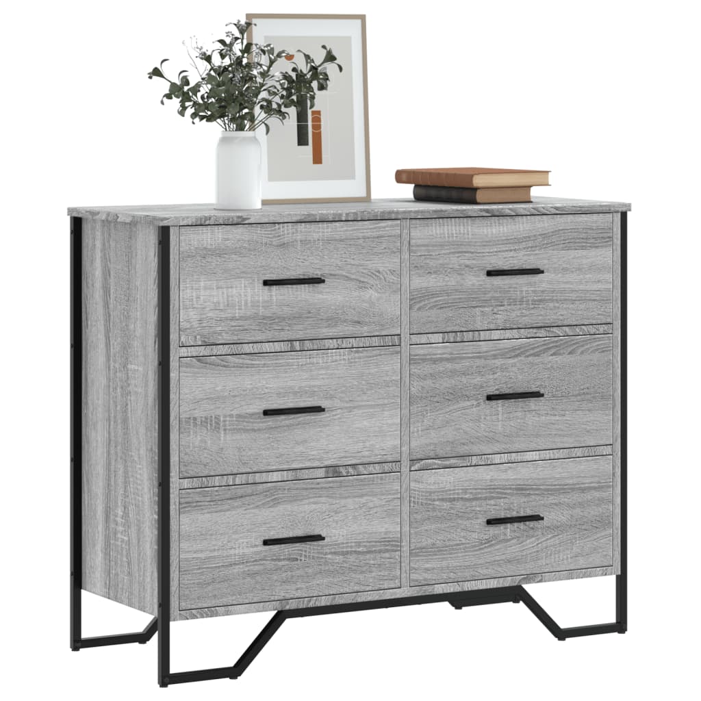Comoda cu sertare, gri sonoma 91x35,5x74,5 cm lemn prelucrat — imaginea 2