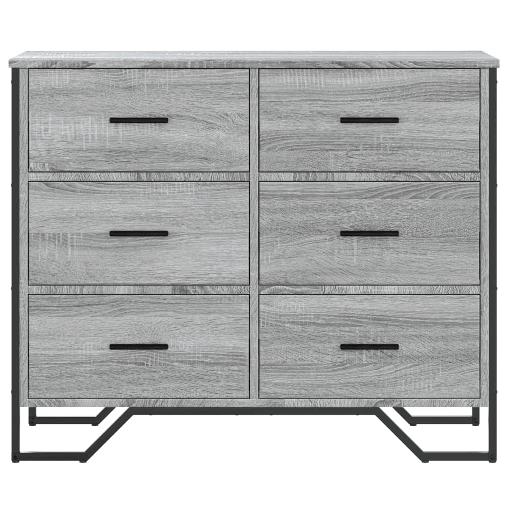 Comoda cu sertare, gri sonoma 91x35,5x74,5 cm lemn prelucrat — imaginea 4