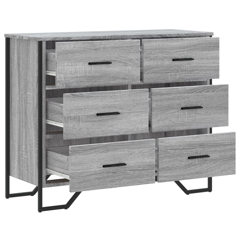 Comoda cu sertare, gri sonoma 91x35,5x74,5 cm lemn prelucrat — imaginea 7