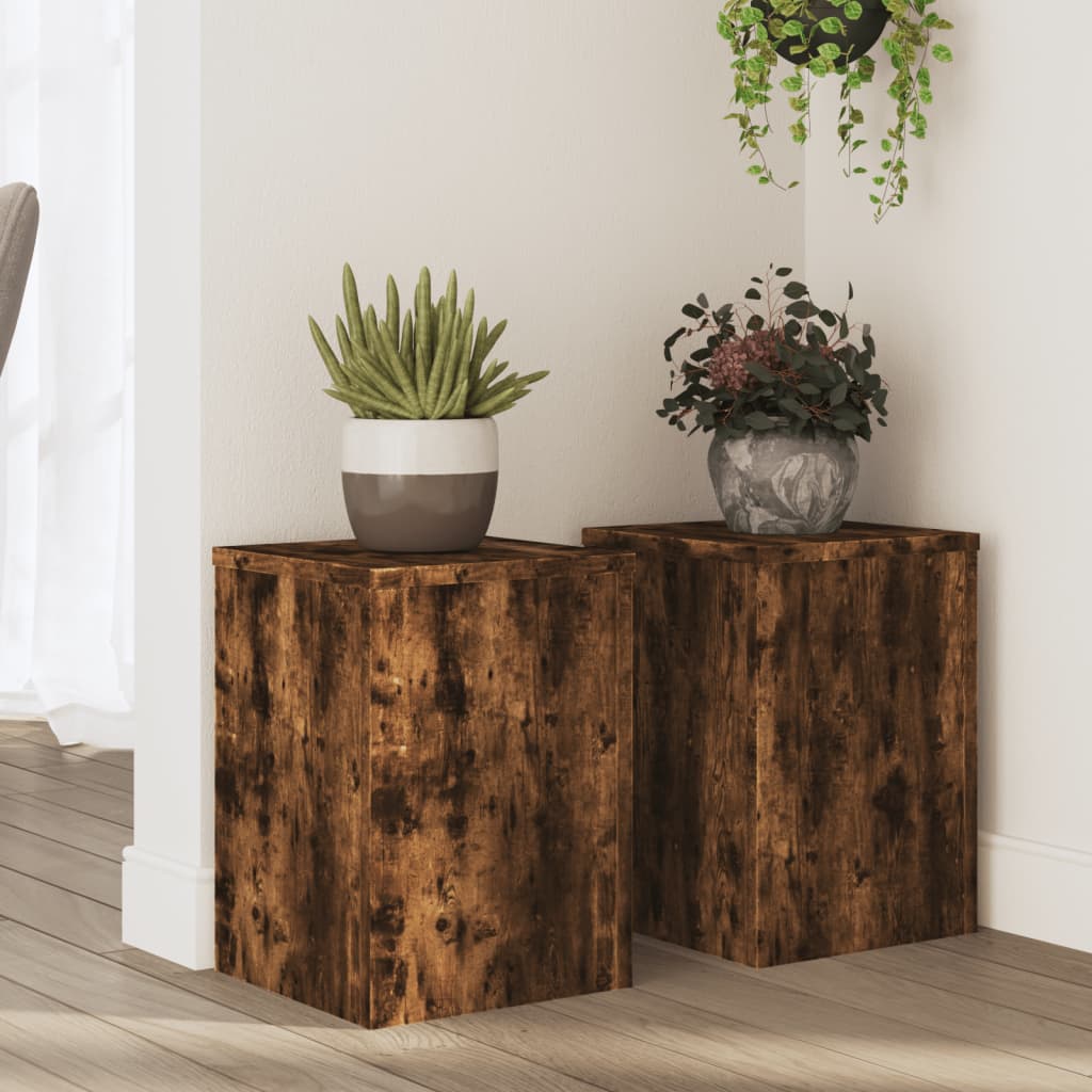 Suporturi de plante 2 buc. stejar fumuriu 25x25x35 cm lemn — imaginea 2
