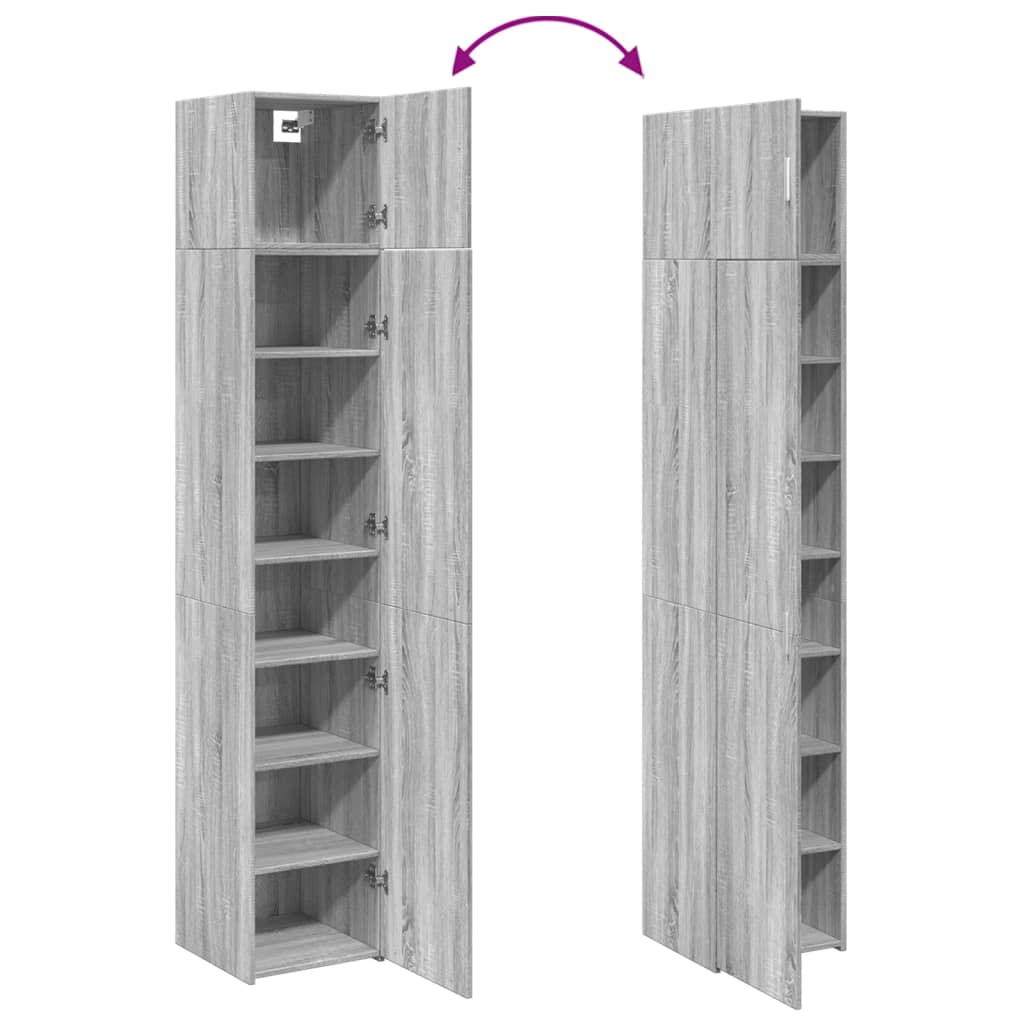 Dulap depozitare slim sonoma gri 40x42,5x225 cm lemn prelucrat — imaginea 9