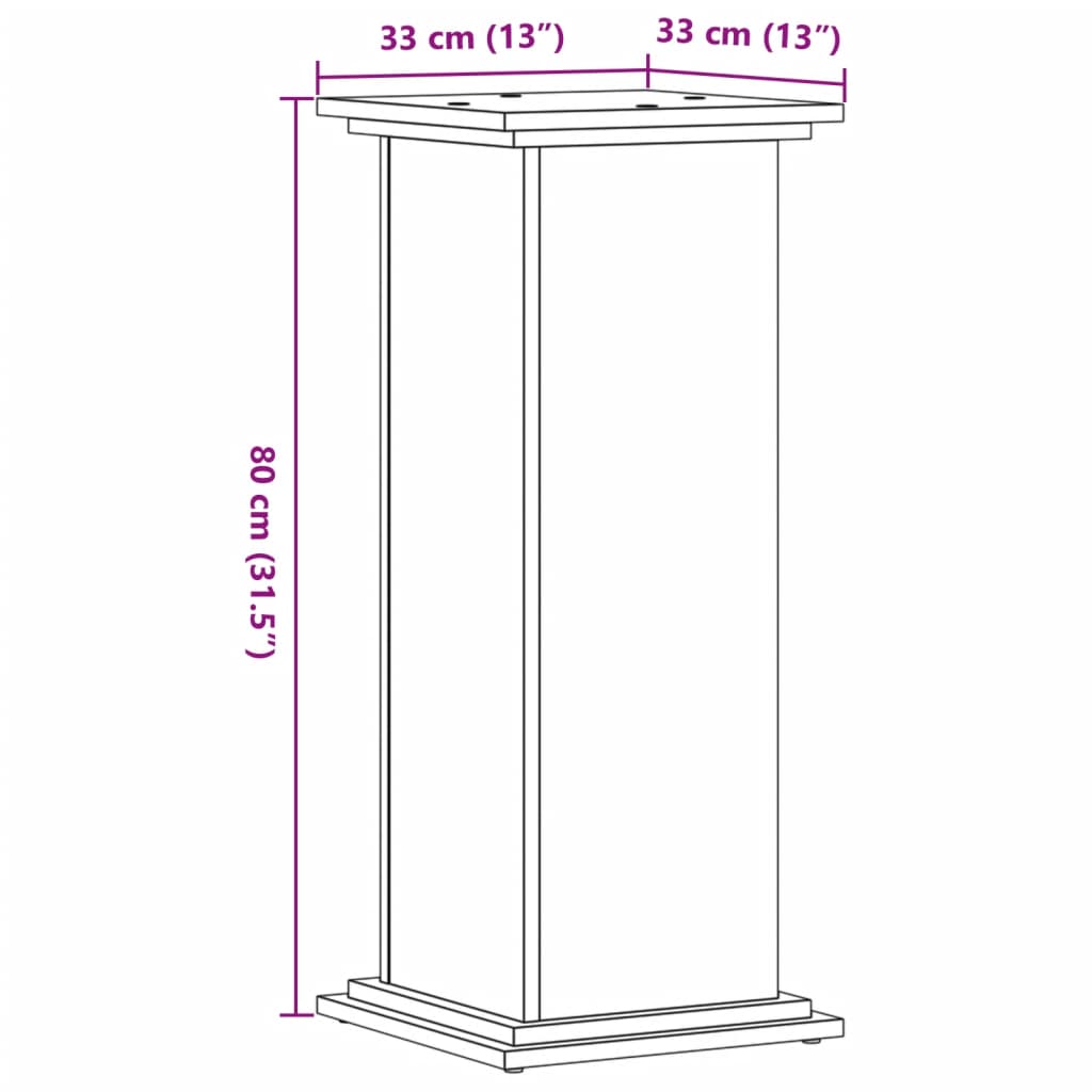 Suport de plante, stejar sonoma, 33x33x80 cm, lemn prelucrat — imaginea 9