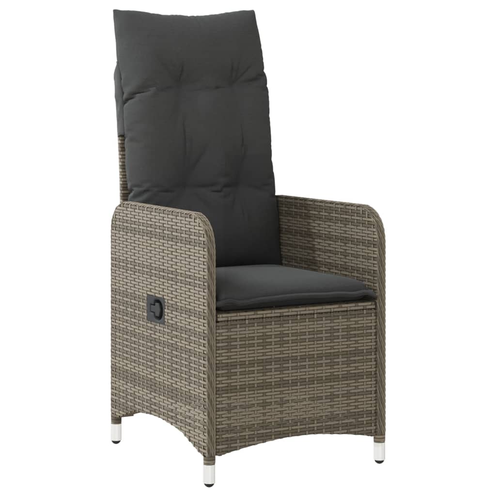 Set bistro de gradina cu perne, 9 piese, gri, poliratan — imaginea 3