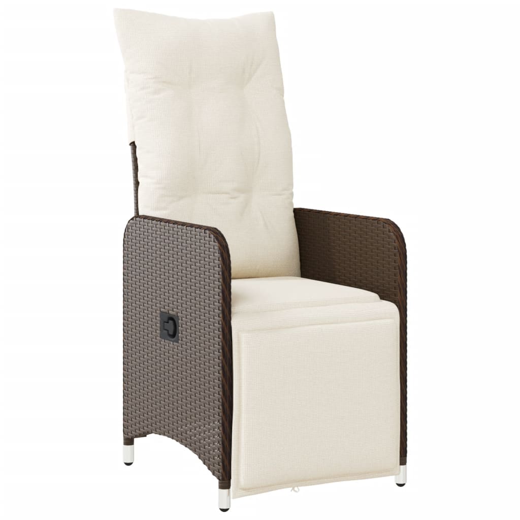 Set bistro de gradina cu perne, 7 piese, maro, poliratan — imaginea 3