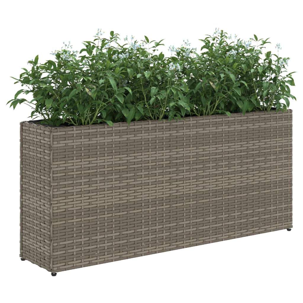 Jardiniere gradina cu 2 ghivece 2 buc. gri 90x20x40cm poliratan — imaginea 4
